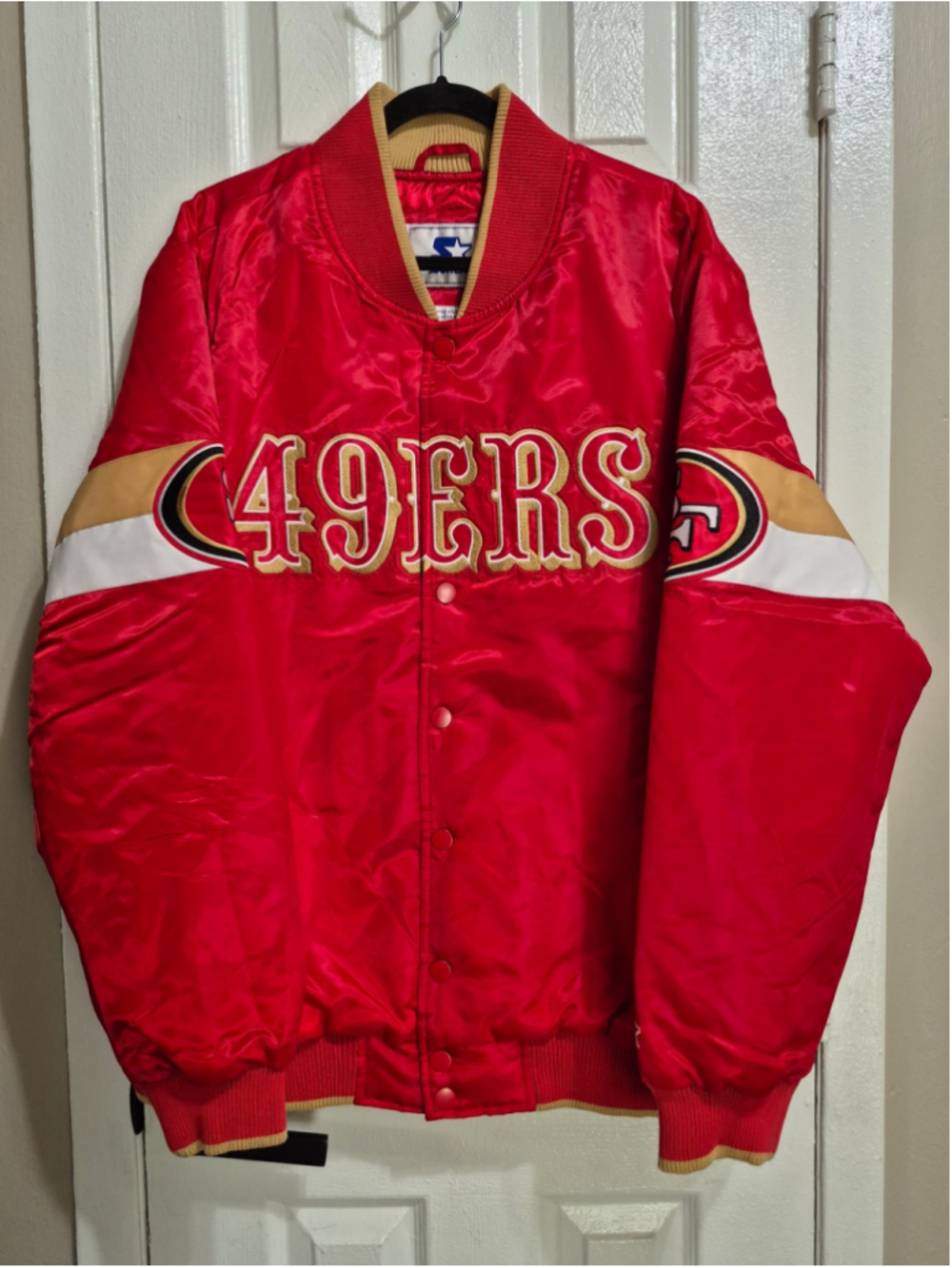 Men's Starter San Francisco 49ers Varsity Bomber Jacket Red Gold Size XXL nwot